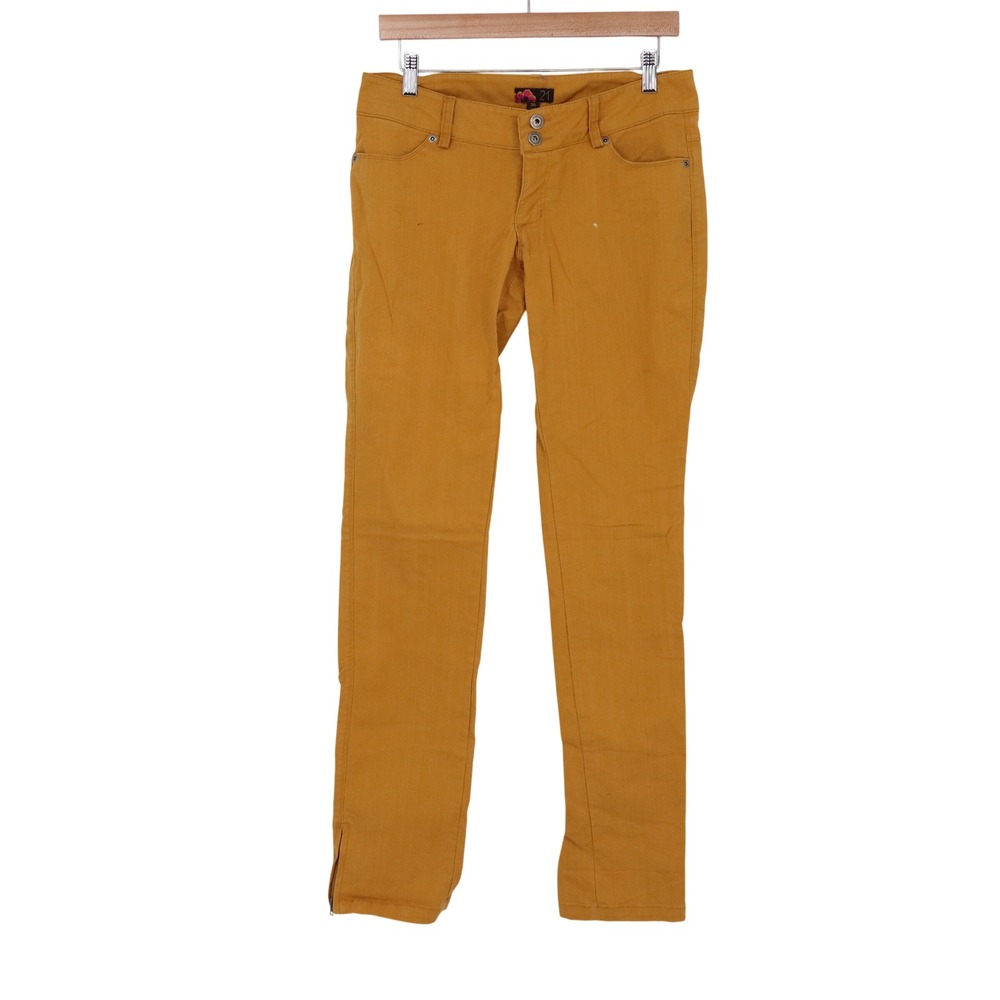 Twenty One Pants Womens 26 Slim Skinny Mustard Yellow Ankle Zip Good